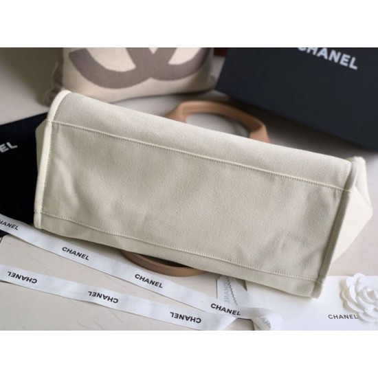 Fake Pearl Logo Deauville Shopping Tote Bag A66941 Beige Replica Fake Pearl Logo Deauville Shopping Tote Bag A66941 Beige Replica