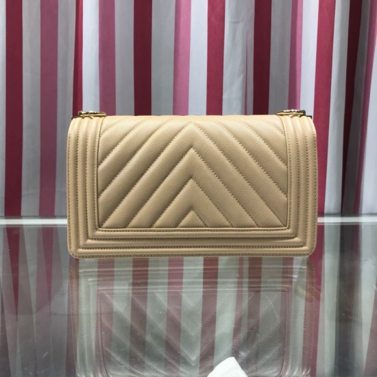 Replica Boy Classic Chevron Flap Grained Bag A67086 Apricot