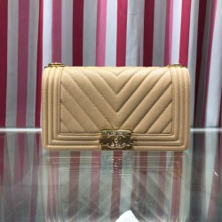 Replica Boy Classic Chevron Flap Grained Bag A67086 Apricot