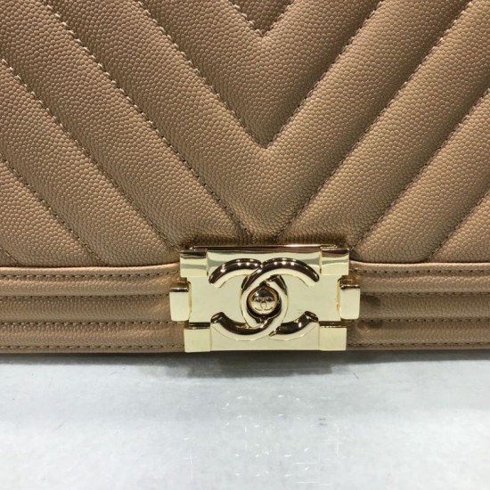 Replica Boy Classic Chevron Flap Grained Bag A67086 Apricot