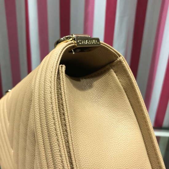 Replica Boy Classic Chevron Flap Grained Bag A67086 Apricot