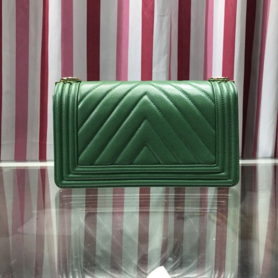 Replica Boy Classic Chevron Flap Grained Bag A67086 Green