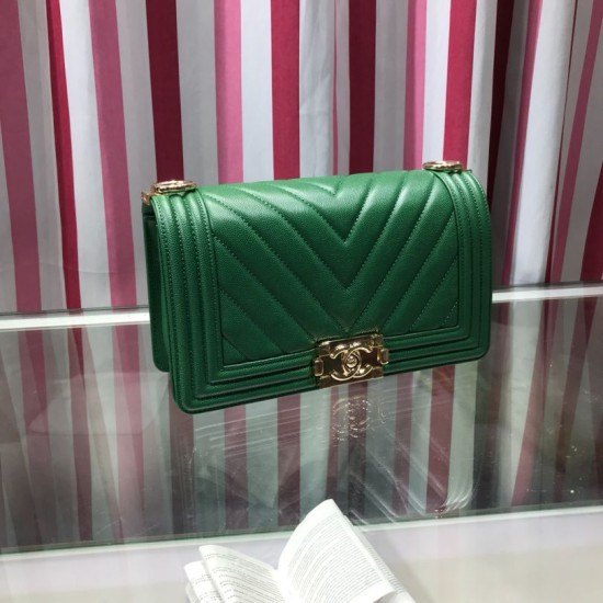 Replica Boy Classic Chevron Flap Grained Bag A67086 Green