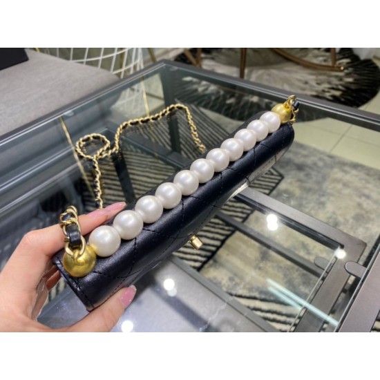 Fake Pearl Short Handle With Chain Clutch AP1001 Black Replica Replica Pearl Short Handle With Chain Clutch AP1001 Black