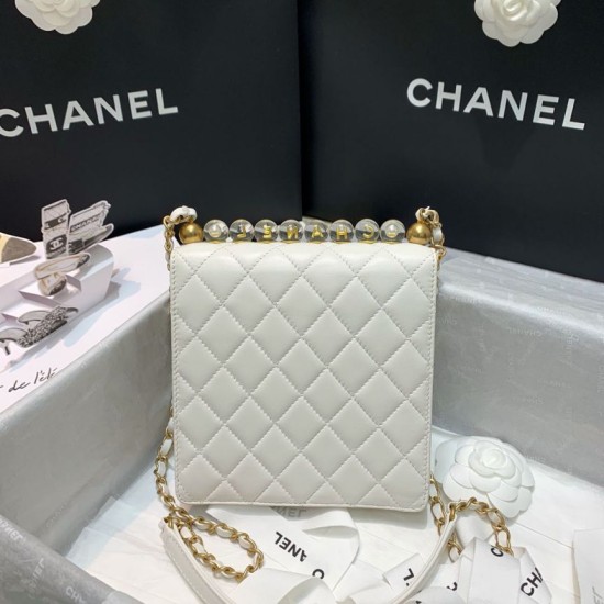 Replica Logo Pearl Handle Bag AS0584 White Replica Logo Pearl Handle Bag AS0584 White