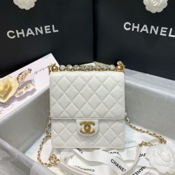 Replica Logo Pearl Handle Bag AS0584 White