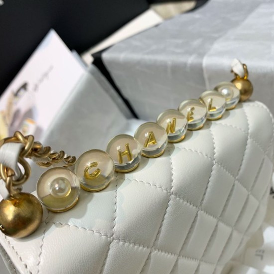 Replica Logo Pearl Handle Bag AS0584 White Replica Logo Pearl Handle Bag AS0584 White
