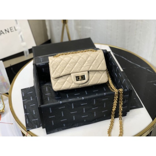 Fake Mini Reissue 2.55 Graffiti Croc Embossed Flap Bag Apricot Replica