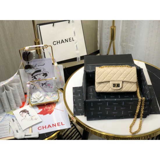 Fake Mini Reissue 2.55 Graffiti Croc Embossed Flap Bag Apricot Replica