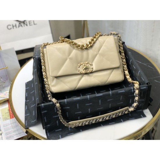 Replica Large 19 Wool Tweed Flap Bag AS1162 AS1160 Apricot