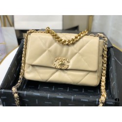 Replica Large 19 Wool Tweed Flap Bag AS1162 AS1160 Apricot