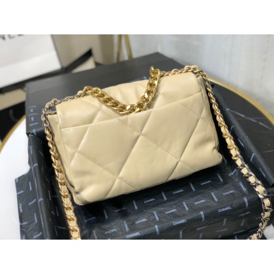 Replica Large 19 Wool Tweed Flap Bag AS1162 AS1160 Apricot