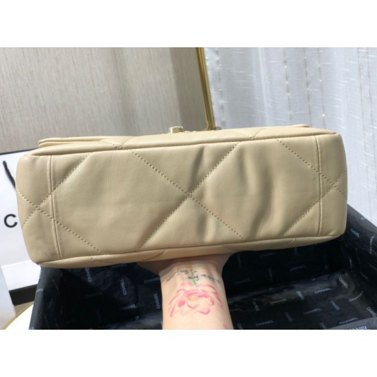 Replica Large 19 Wool Tweed Flap Bag AS1162 AS1160 Apricot