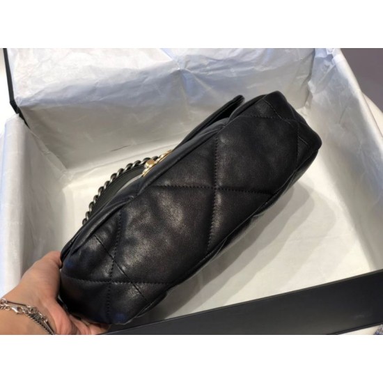 Fake Large 19 Wool Tweed Flap Bag AS1162 AS1160 Black Replica