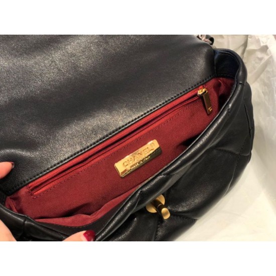 Fake Large 19 Wool Tweed Flap Bag AS1162 AS1160 Black Replica