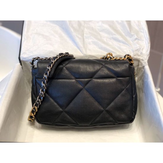 Fake Large 19 Wool Tweed Flap Bag AS1162 AS1160 Black Replica
