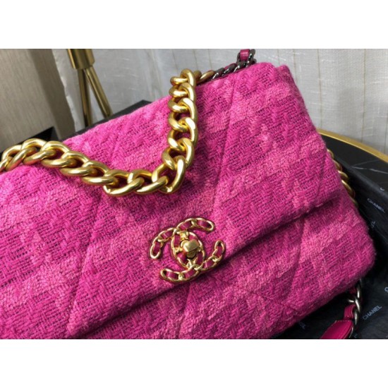 Fake Large 19 Wool Tweed Flap Bag AS1162 Red Replica
