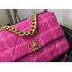 Fake Large 19 Wool Tweed Flap Bag AS1162 Red Replica
