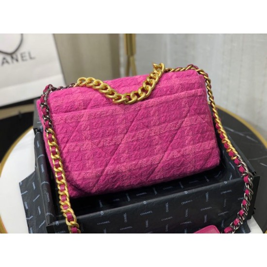 Fake Large 19 Wool Tweed Flap Bag AS1162 Red Replica