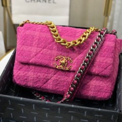 Fake Large 19 Wool Tweed Flap Bag AS1162 Red Replica
