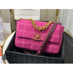 Fake Large 19 Wool Tweed Flap Bag AS1162 Red Replica
