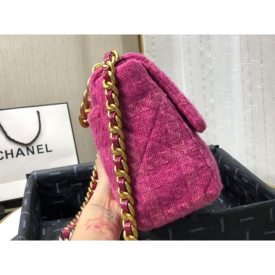 Fake Large 19 Wool Tweed Flap Bag AS1162 Red Replica