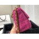 Fake Large 19 Wool Tweed Flap Bag AS1162 Red Replica