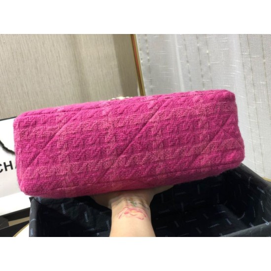 Fake Large 19 Wool Tweed Flap Bag AS1162 Red Replica