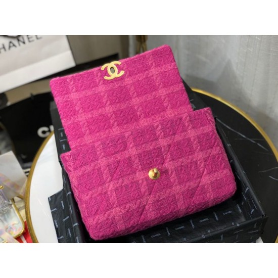 Fake Large 19 Wool Tweed Flap Bag AS1162 Red Replica