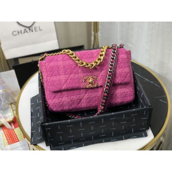 Fake Large 19 Wool Tweed Flap Bag AS1162 Red Replica