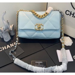 Replica Large 19 Wool Tweed Flap Bag AS1162 AS1160 Sky Blue