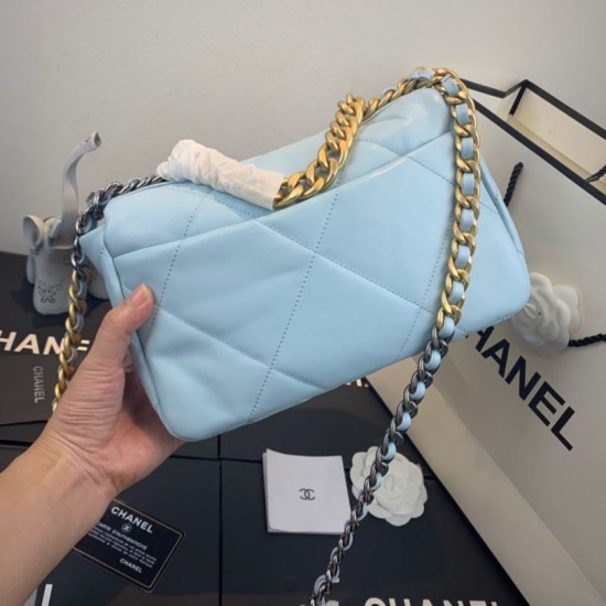 Replica Large 19 Wool Tweed Flap Bag AS1162 AS1160 Sky Blue Replica Large 19 Wool Tweed Flap Bag AS1162 AS1160 Sky Blue