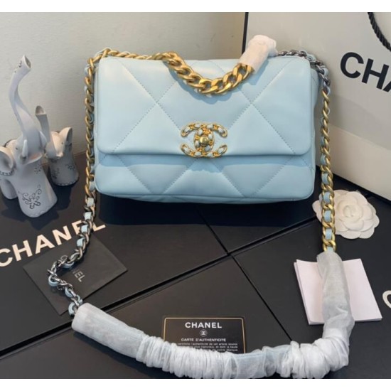 Replica Large 19 Wool Tweed Flap Bag AS1162 AS1160 Sky Blue Replica Large 19 Wool Tweed Flap Bag AS1162 AS1160 Sky Blue