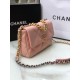Replica Medium 19 Denim Fabric Tweed Flap Bag AS1160 Pink