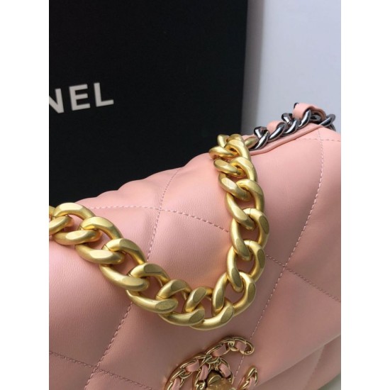Replica Medium 19 Denim Fabric Tweed Flap Bag AS1160 Pink
