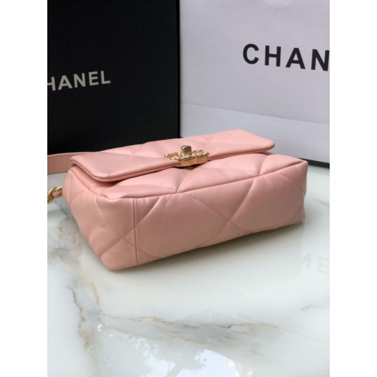Replica Medium 19 Denim Fabric Tweed Flap Bag AS1160 Pink