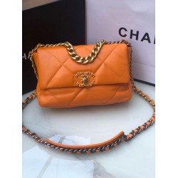 Replica Medium 19 Denim Fabric Tweed Flap Bag AS1160 Orange