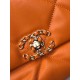 Replica Medium 19 Denim Fabric Tweed Flap Bag AS1160 Orange
