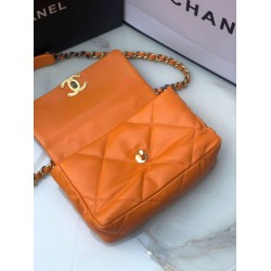 Replica Medium 19 Denim Fabric Tweed Flap Bag AS1160 Orange