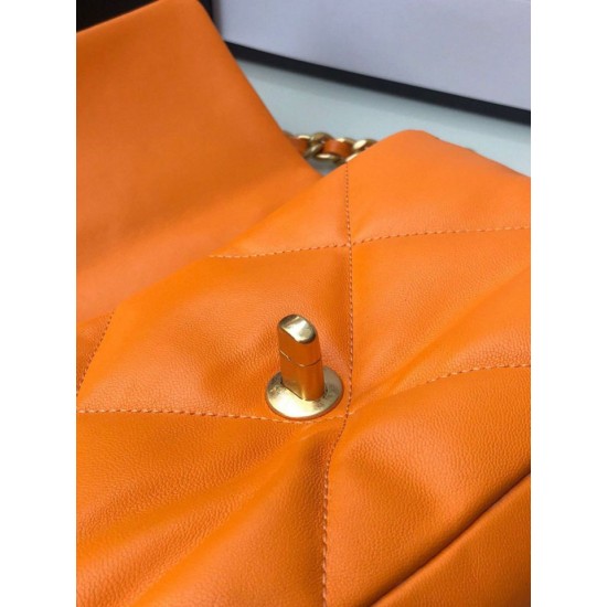 Replica Medium 19 Denim Fabric Tweed Flap Bag AS1160 Orange