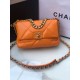 Replica Medium 19 Denim Fabric Tweed Flap Bag AS1160 Orange