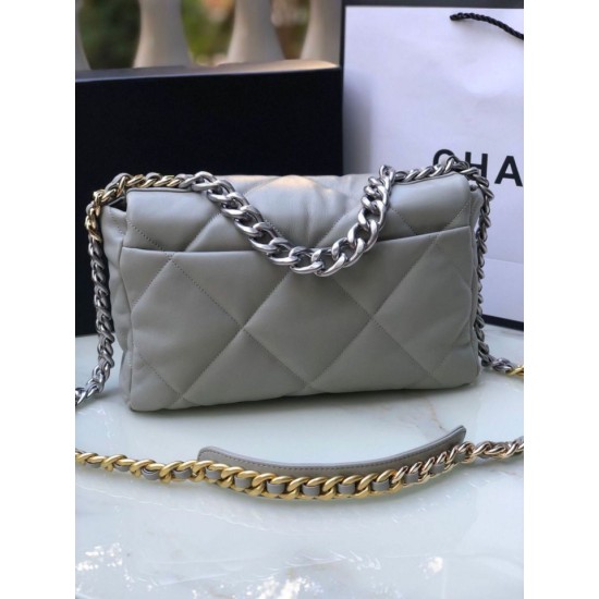 Fake Medium 19 Denim Fabric Tweed Flap Bag AS1160 Gray Replica