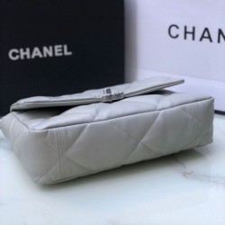 Fake Medium 19 Denim Fabric Tweed Flap Bag AS1160 Gray Replica