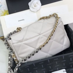Fake Large 19 Wool Tweed Flap Bag AS1161 AS1160 Beige Replica