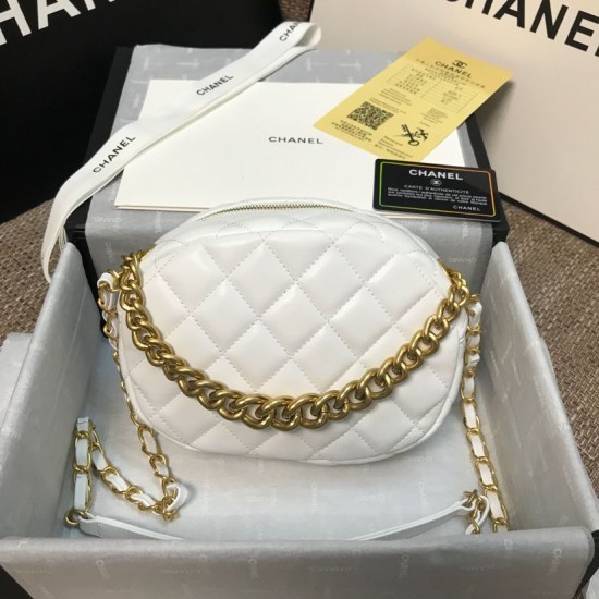 Replica Lambskin Studded Logo Camera Case AS1511 White