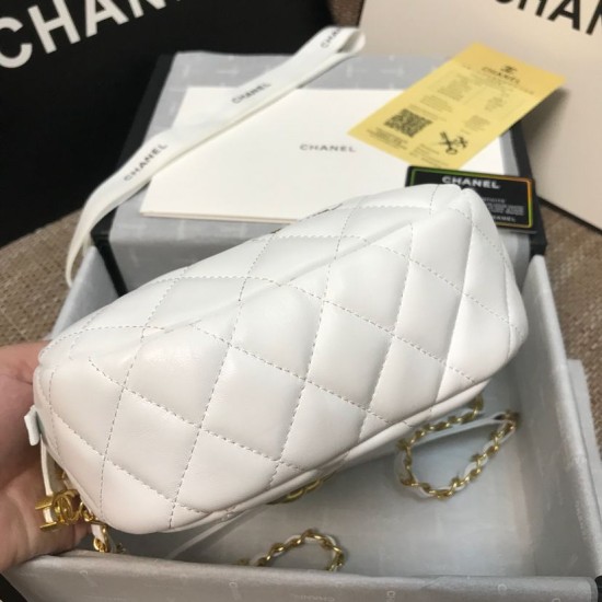 Replica Lambskin Studded Logo Camera Case AS1511 White