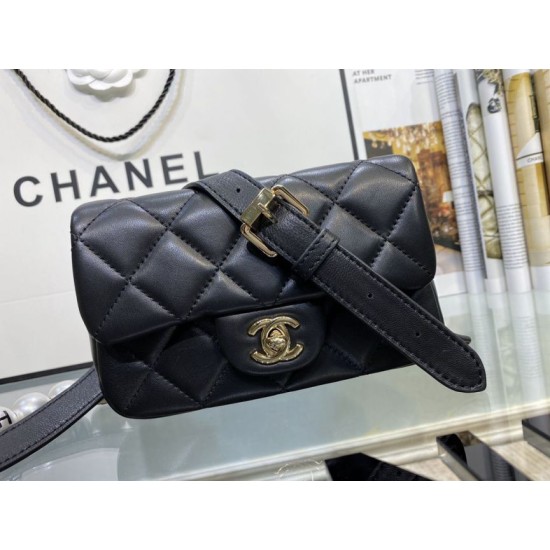 Replica Logo Pearl Chain Bag AS1610 Black
