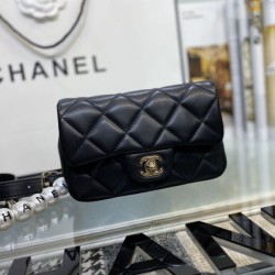 Replica Logo Pearl Chain Bag AS1610 Black