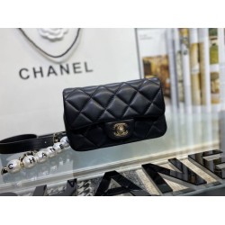 Replica Logo Pearl Chain Bag AS1610 Black
