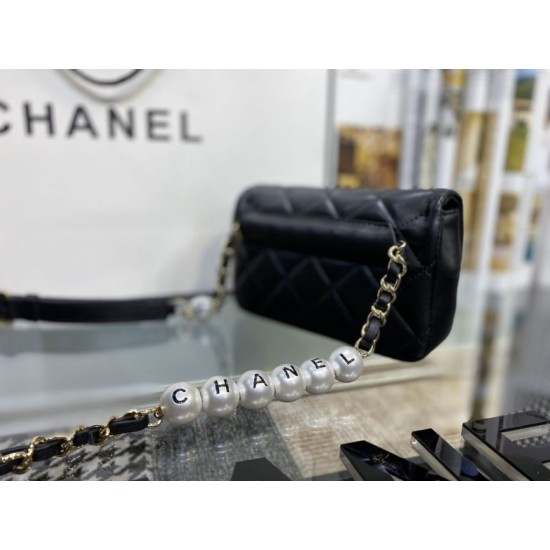 Replica Logo Pearl Chain Bag AS1610 Black